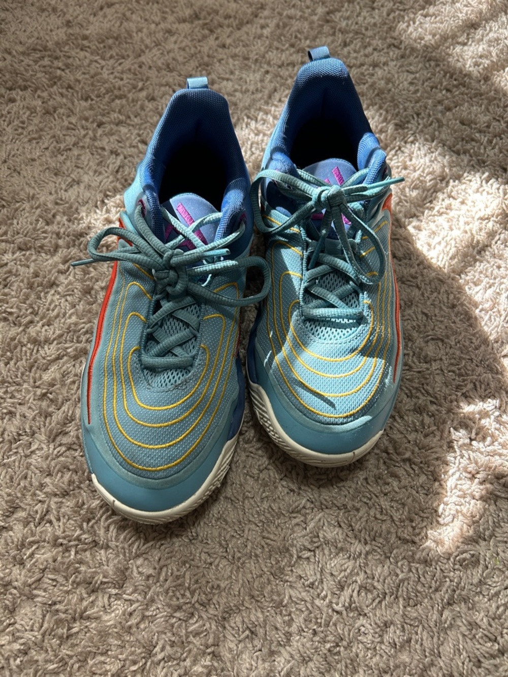Giannis Kids Blue Athletic Sneakers with Yellow Accents